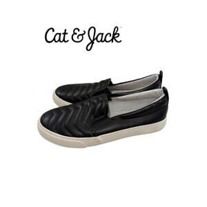 New Cat & Jack Big Kids Black Quilted Slip-on Sneakers Size 5